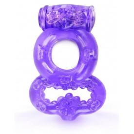 Фиолетовое эрекционное кольцо с вибрацией и подхватом мошонки